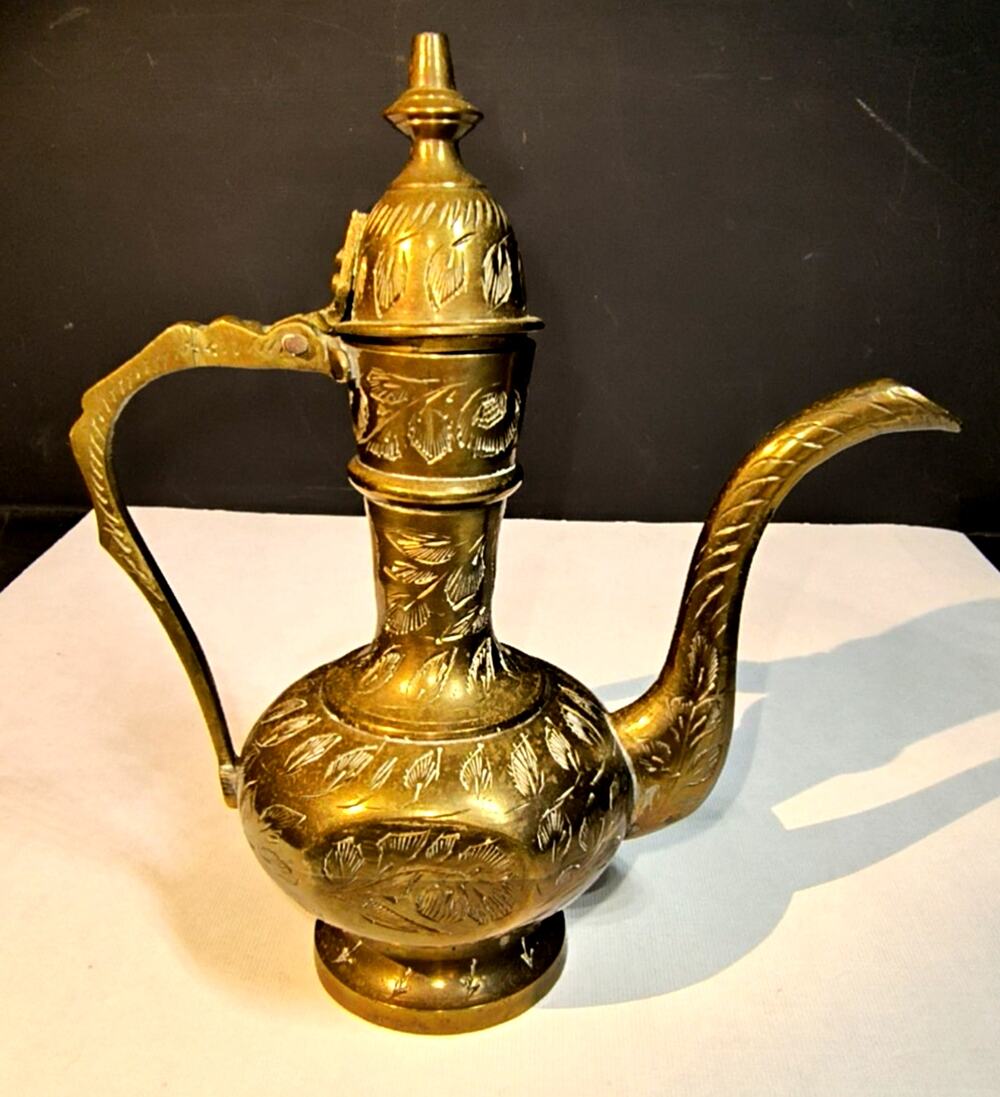 1710.  Vintage Mini Brass Tea Pot Ewer Pitcher